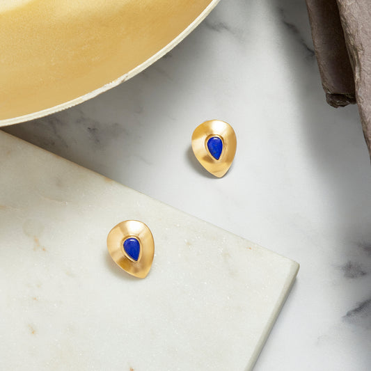 Franklin, John - Gold Plated Earrings with Lapis Lazuli