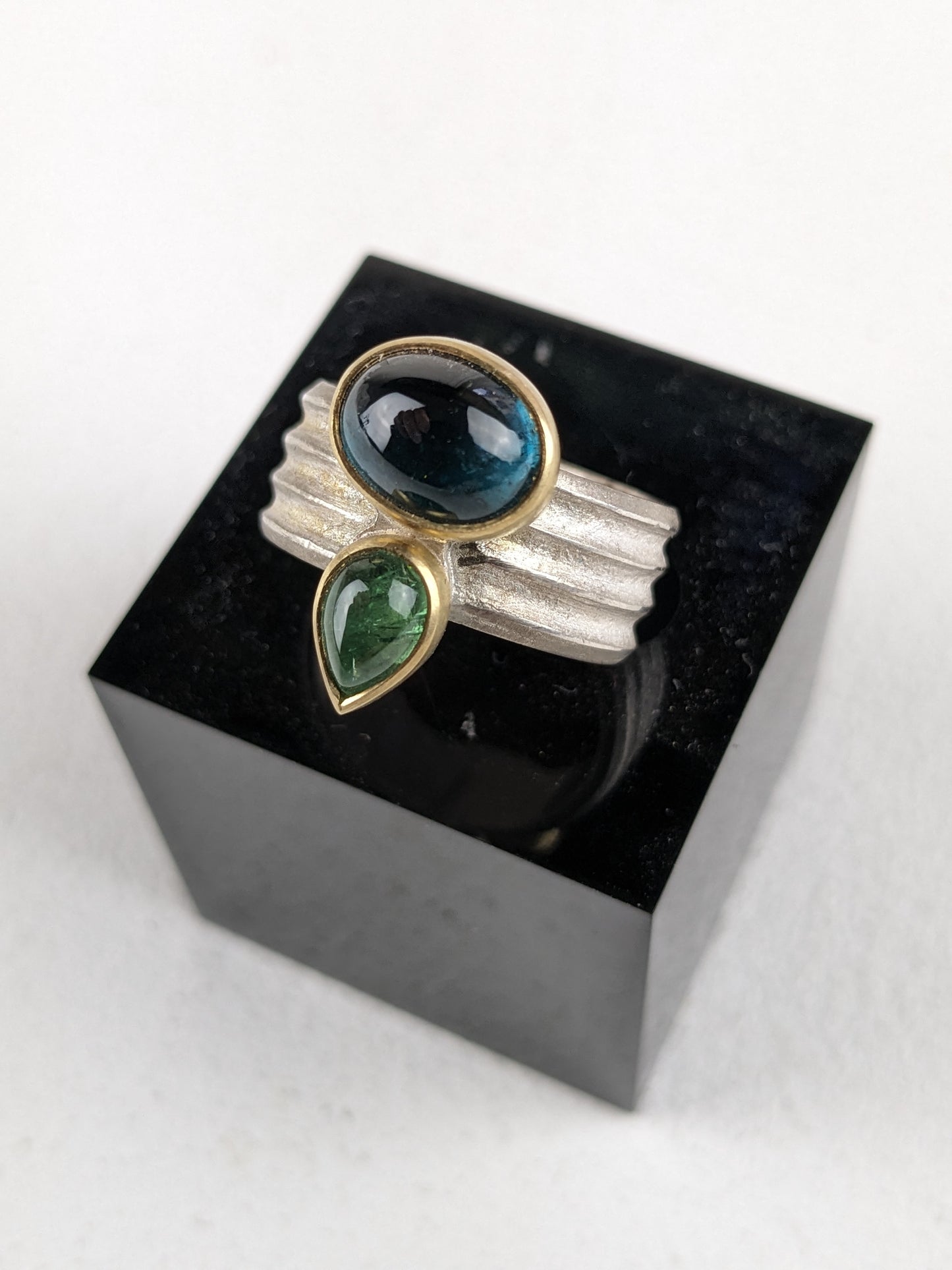 Mannheim, Catherine - Silver and Gold Ring with Green Tourmalines