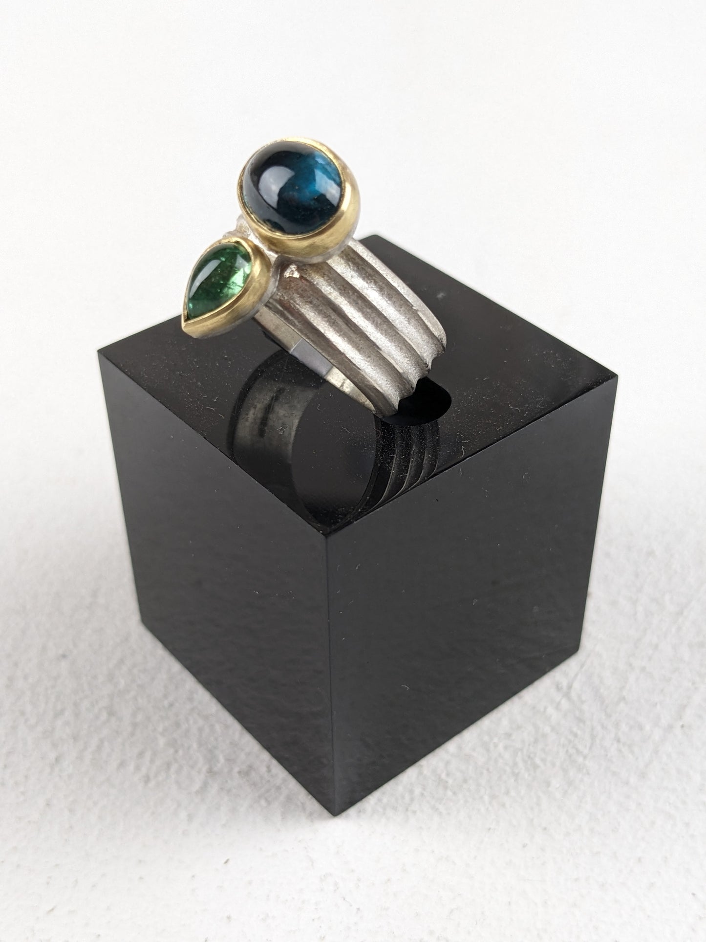 Mannheim, Catherine - Silver and Gold Ring with Green Tourmalines