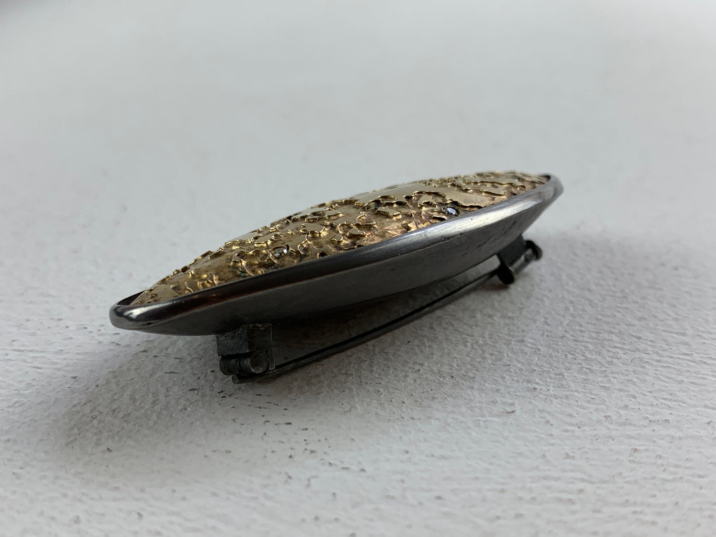 Hines, Susi - Etched Silver and Gold Vermeil Brooch with Diamonds