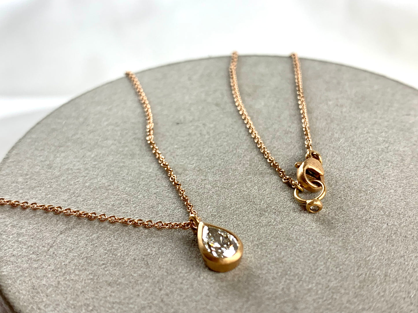 Betts, Malcolm - Rose Gold Pear Shaped Diamond Necklace