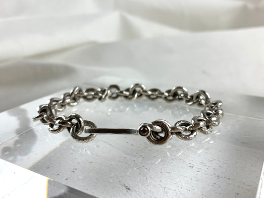 Betts, Malcolm - Silver Hammered Link Bracelet with Cognac Diamond in Clasp