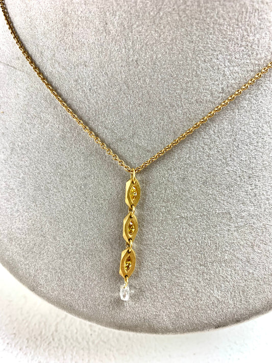 Betts, Malcolm - Marquise Diamonds and Briolette Gold Necklace