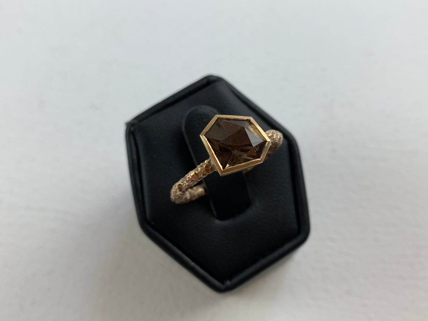 Hines, Susi - Yellow Gold Etched Band with Smokey Quartz