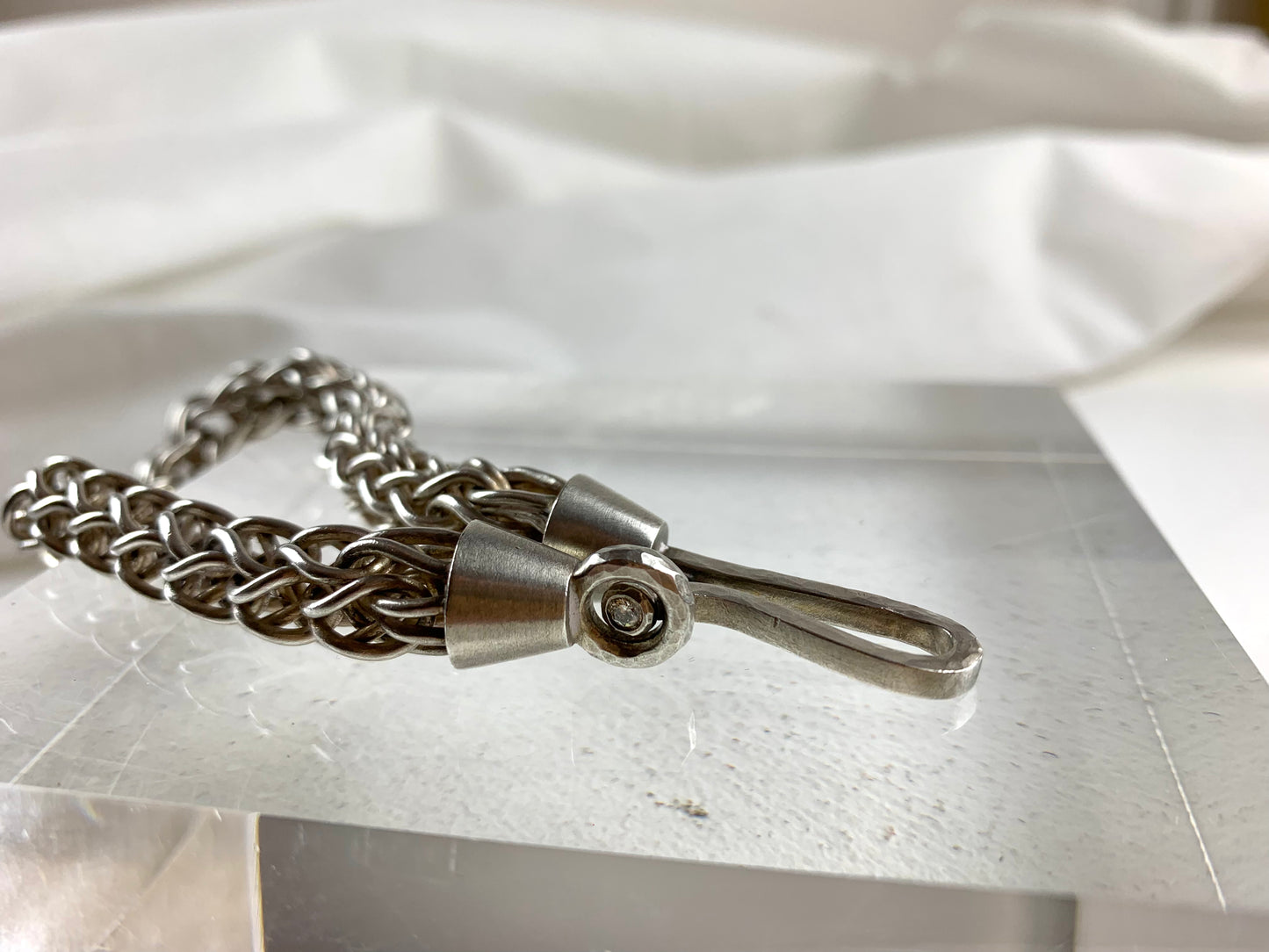Betts, Malcolm - Silver Hand Woven Bracelet with Diamond Clasp
