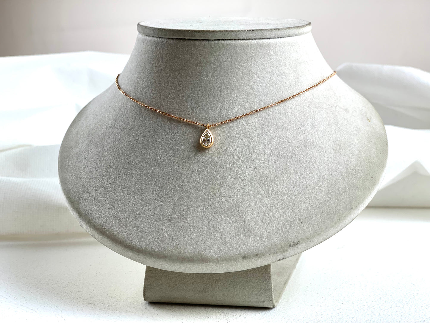 Betts, Malcolm - Rose Gold Pear Shaped Diamond Necklace