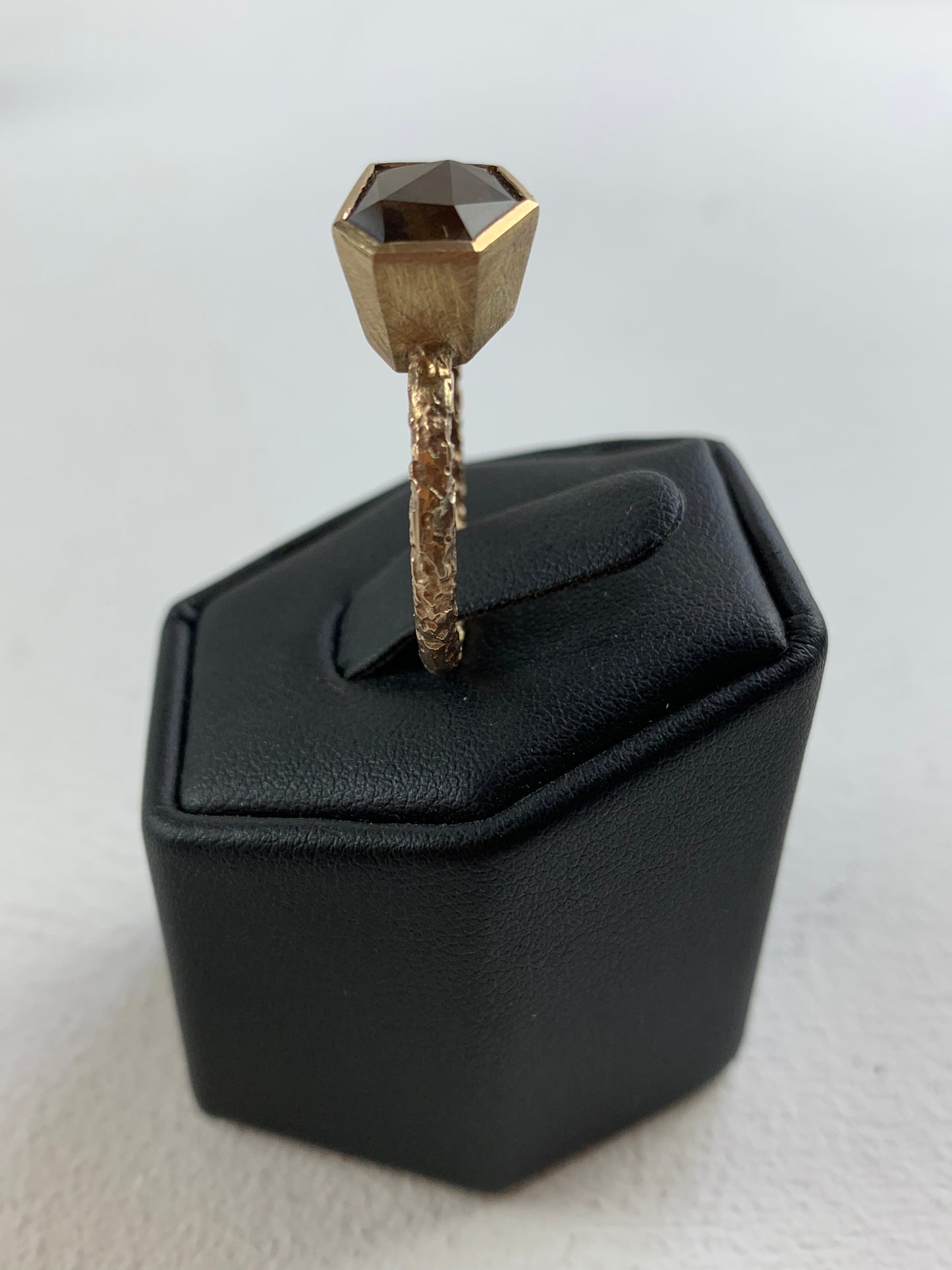 Hines, Susi - Yellow Gold Etched Band with Smokey Quartz