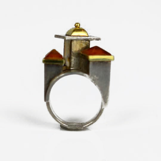 Ambery-Smith, Vicki – Silver and Gold Amber Rooftop Ring | Vicki Ambery-Smith | Primavera Gallery