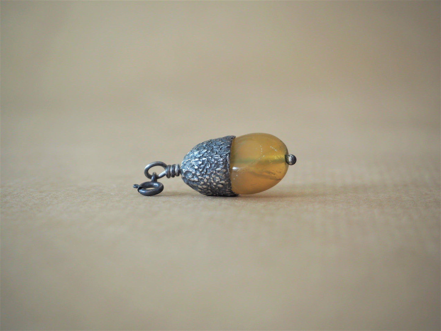 High, Charlie - Yellow Opal and Oxidised Silver Acorn Pendant