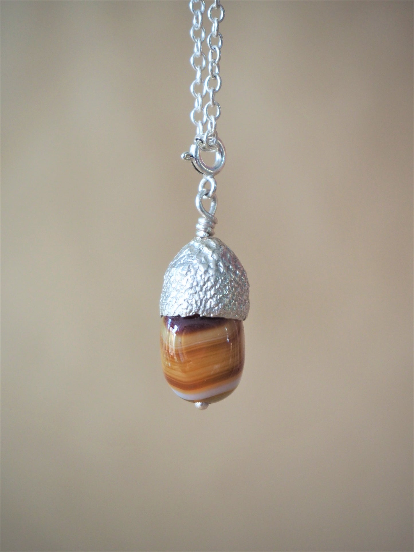 High, Charlie - Agate and Silver Acorn Pendant