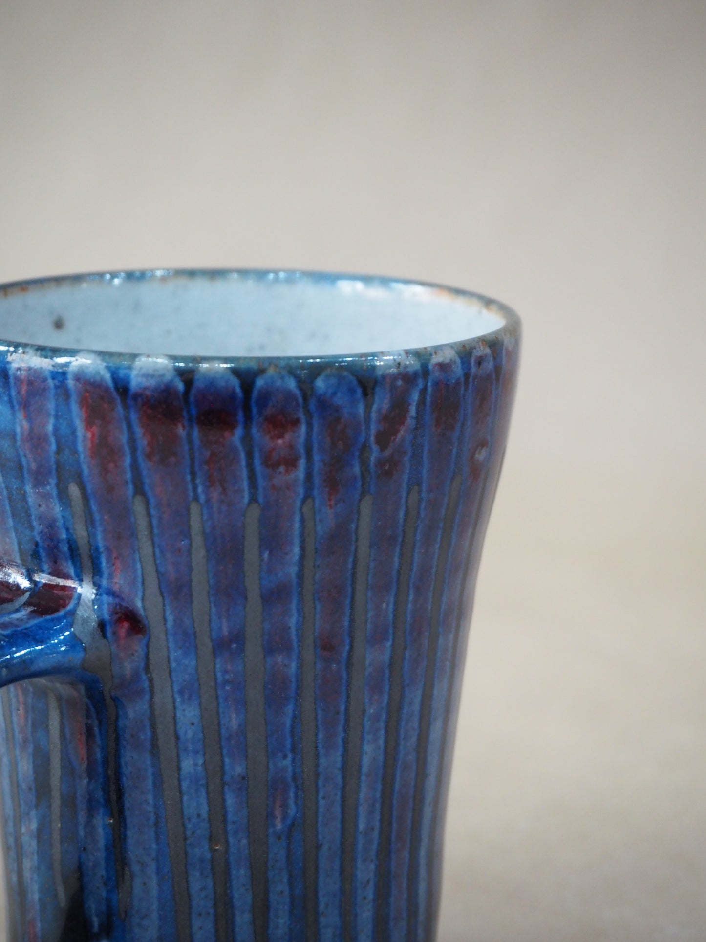 Goldsmith, Robert – Tall Red, Blue & Silver Pinstripe Mug