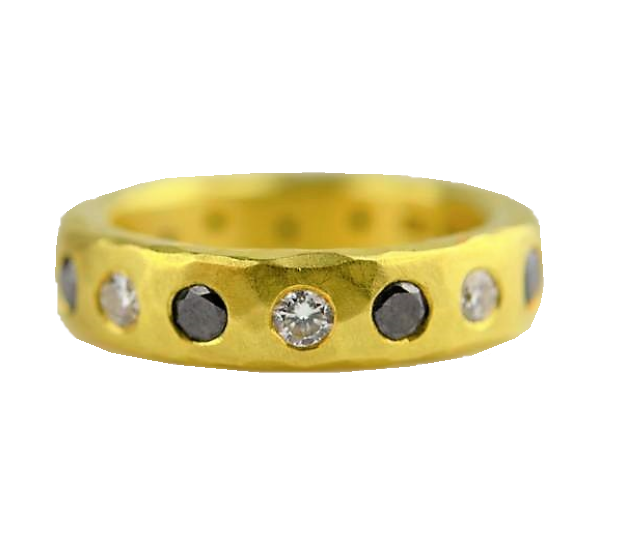 Betts, Malcolm – White and Black Diamond Gold Ring | Malcolm Betts | Primavera Gallery