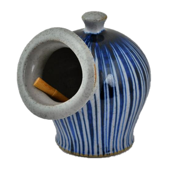 Goldsmith, Robert – Large Blue Pinstripe Salt Pot | Robert Goldsmith | Primavera Gallery