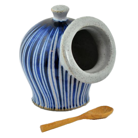 Goldsmith, Robert – Large Blue Pinstripe Salt Pot | Robert Goldsmith | Primavera Gallery