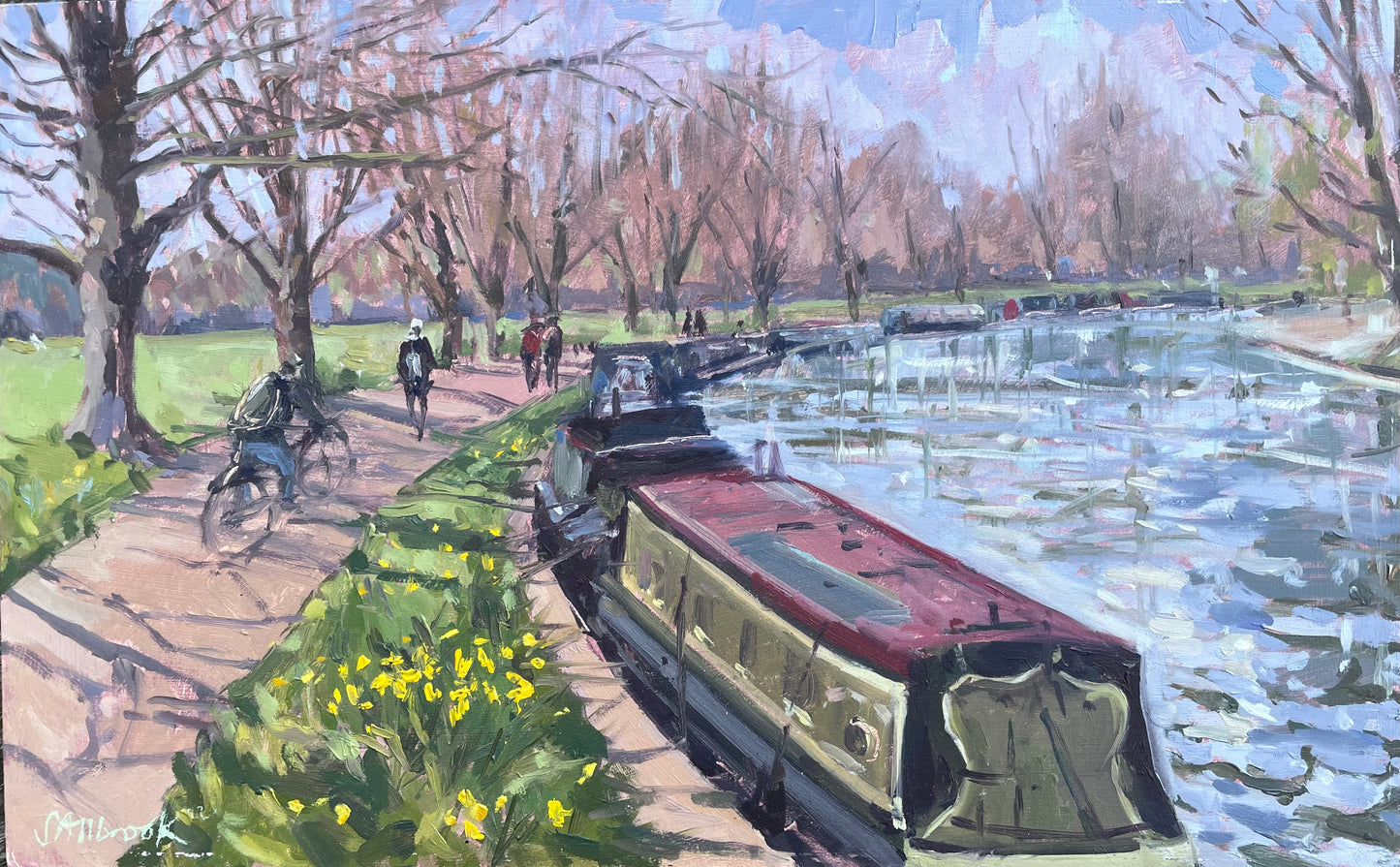 Allbrook, Sarah - 'Daffodils & Houseboats, Midsummer Common, Cambridge
