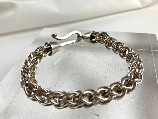 Betts, Malcolm - Silver Hand Woven Bracelet with Diamond Clasp