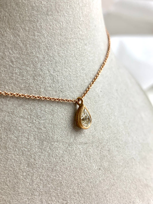 Betts, Malcolm - Rose Gold Pear Shaped Diamond Necklace