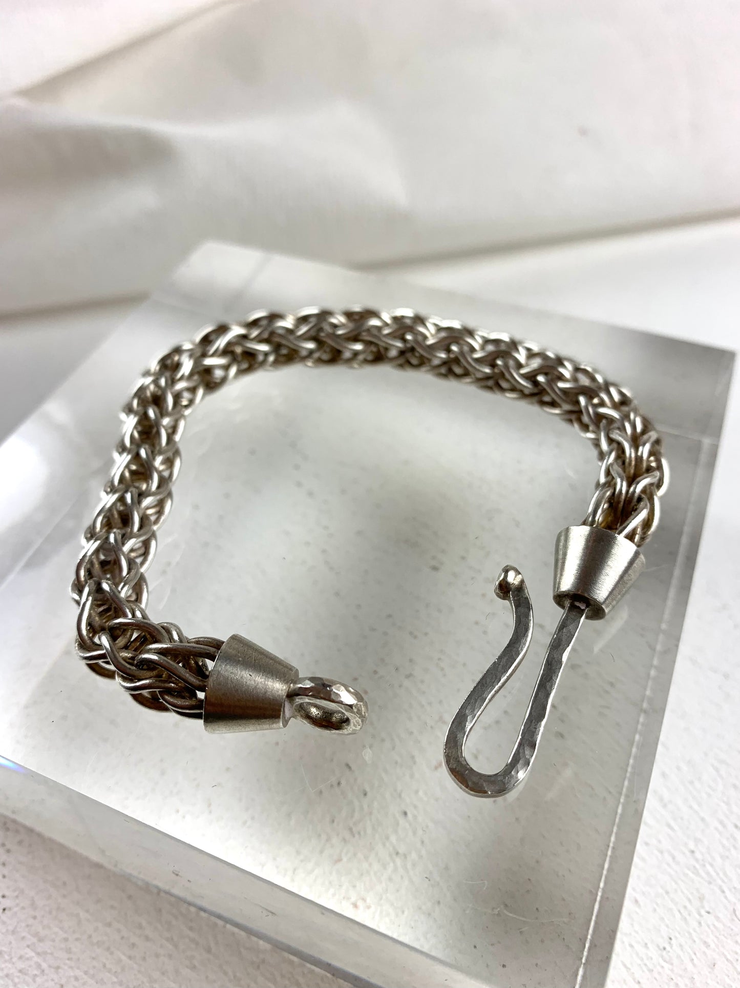 Betts, Malcolm - Silver Hand Woven Bracelet with Diamond Clasp
