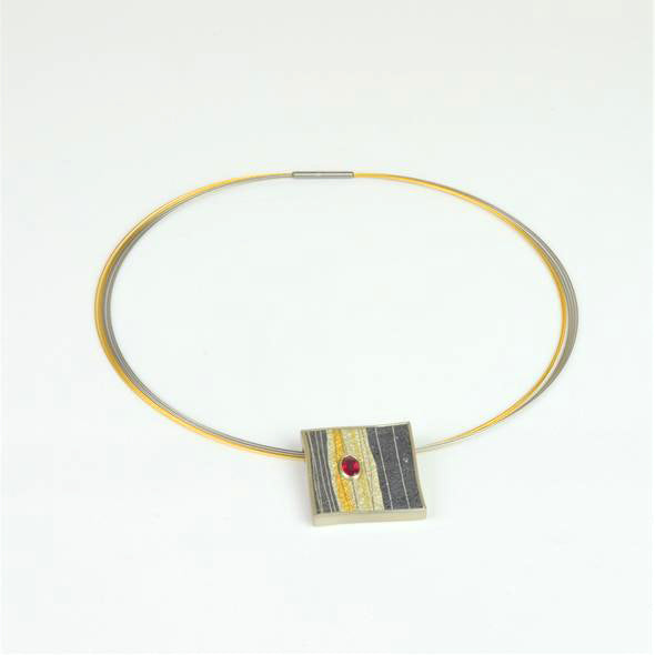 Galloway Whitehead, Gill – Silver Necklace with Ruby and Gold Overlay | Gill Galloway Whitehead | Primavera Gallery