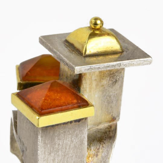Ambery-Smith, Vicki – Silver and Gold Amber Rooftop Ring | Vicki Ambery-Smith | Primavera Gallery