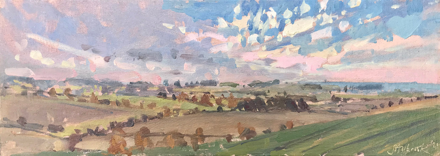Allbrook, Sarah - 'Landscape with Pink Sky, Great Chishill'