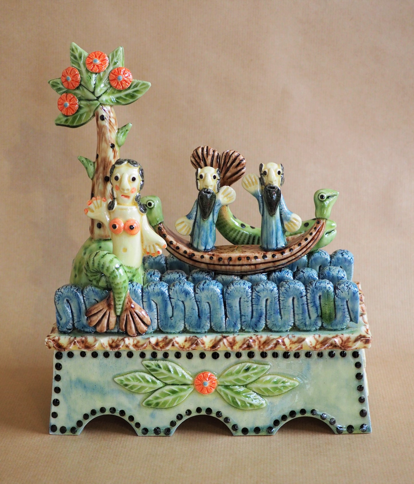 Young, Paul – Mermaid with Dark Hair and Two Noahs And Boat