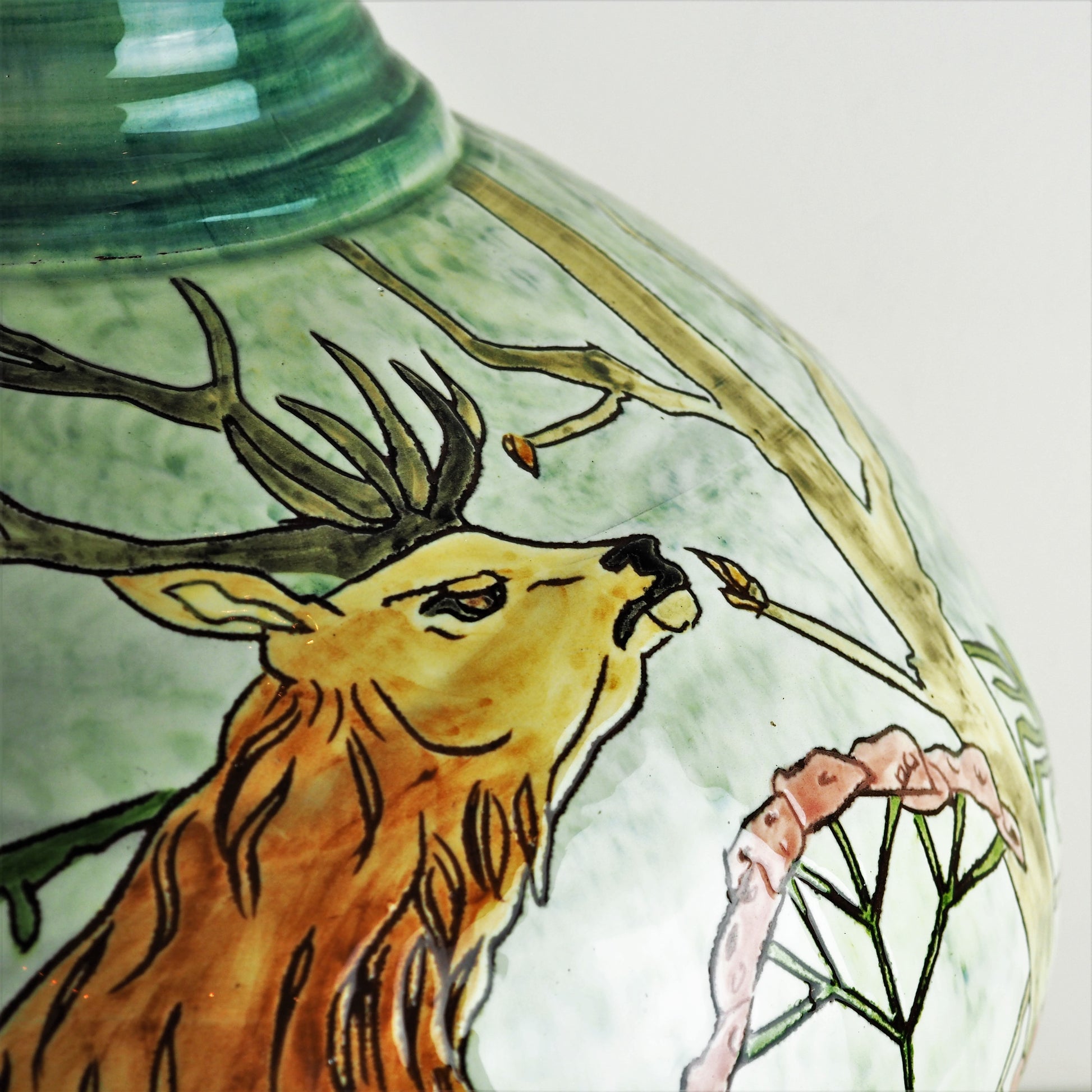 Hale, Jennie – Decorated Earthenware Vase With Deer | Jennie Hale | Primavera Gallery