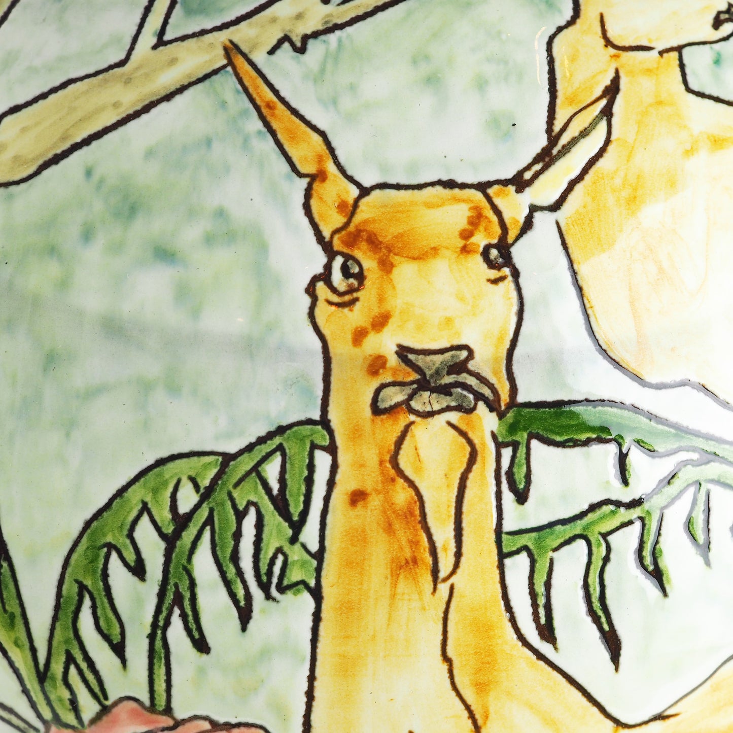 Hale, Jennie – Decorated Earthenware Vase With Deer | Jennie Hale | Primavera Gallery