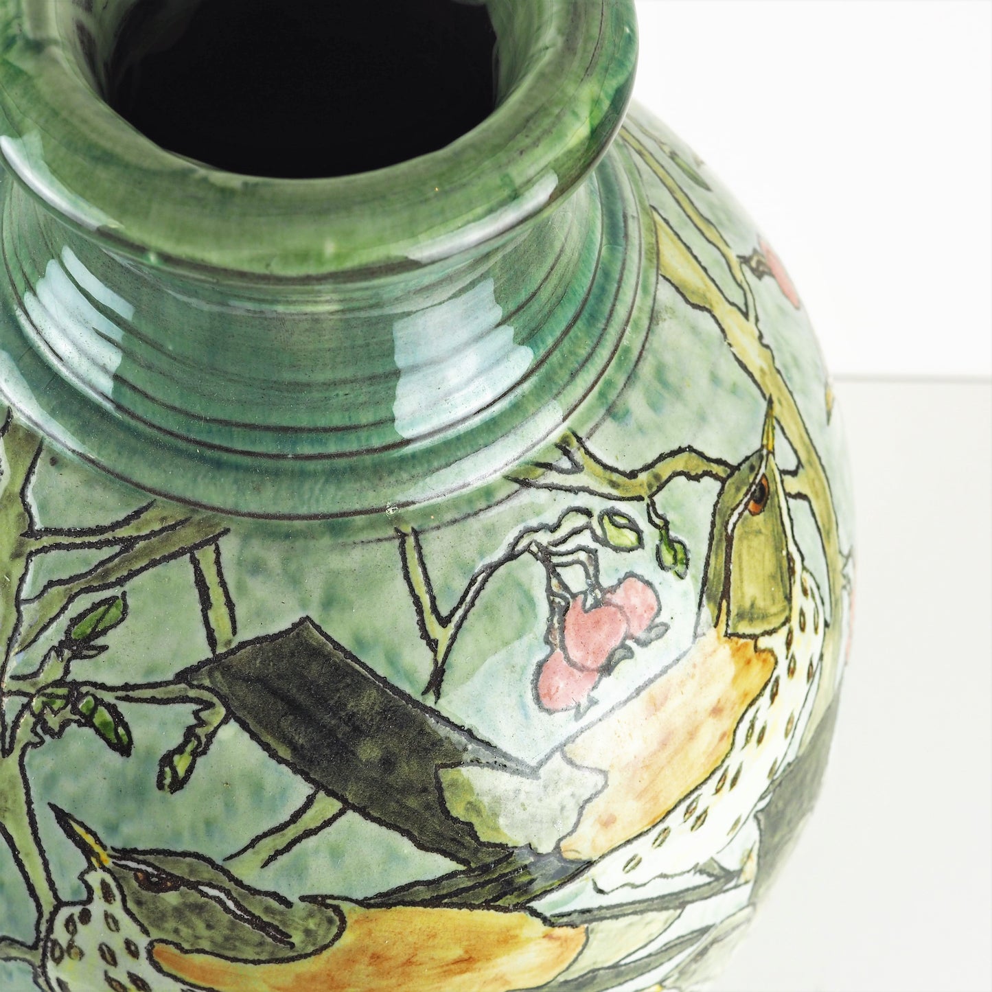 Hale, Jennie – Decorated Earthenware Vase With Birds | Jennie Hale | Primavera Gallery