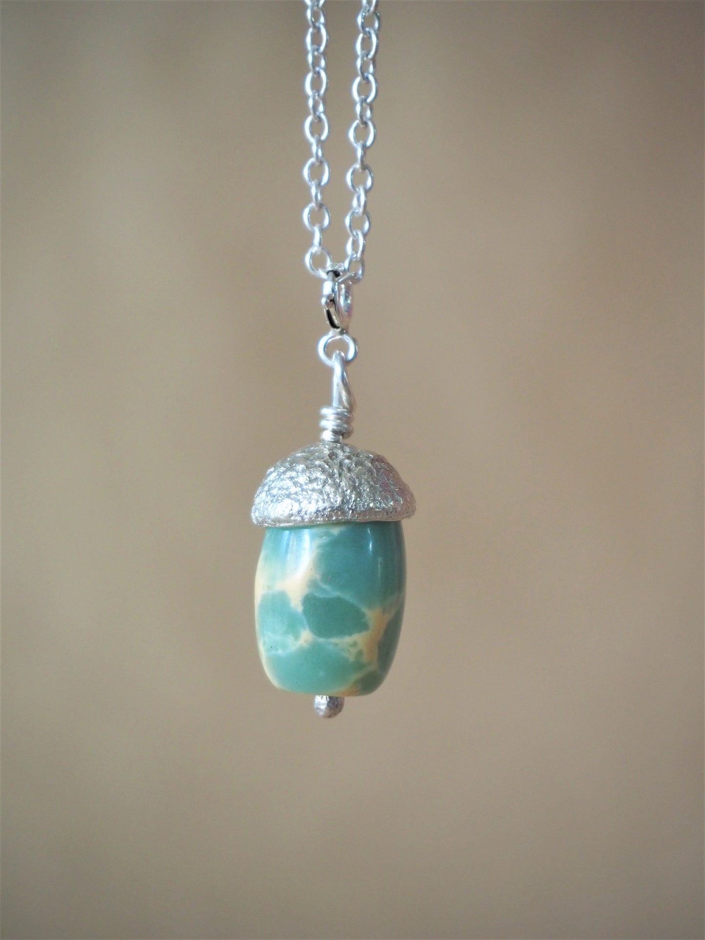 High, Charlie - Amazonite and Silver Acorn Pendant
