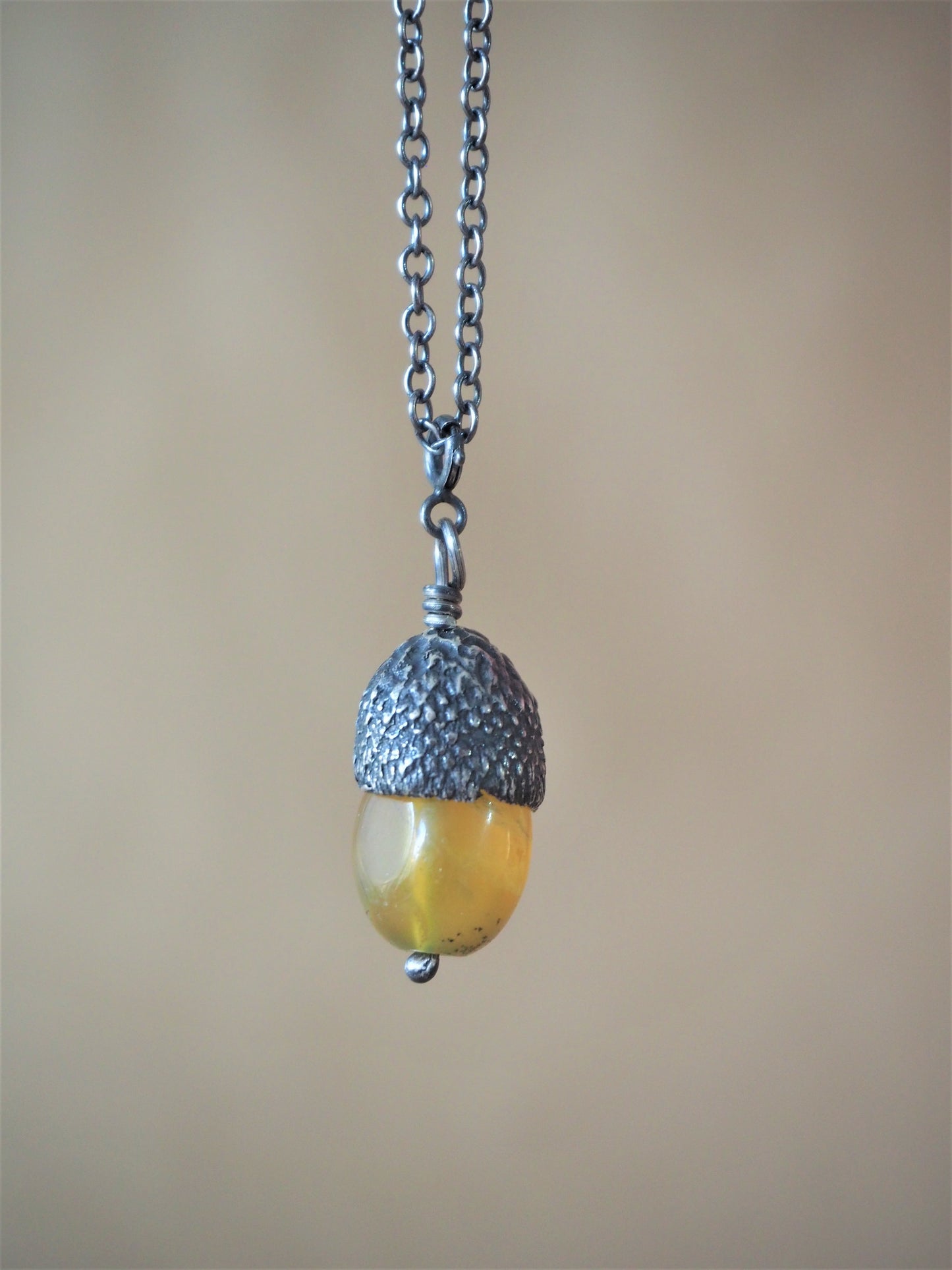 High, Charlie - Yellow Opal and Oxidised Silver Acorn Pendant