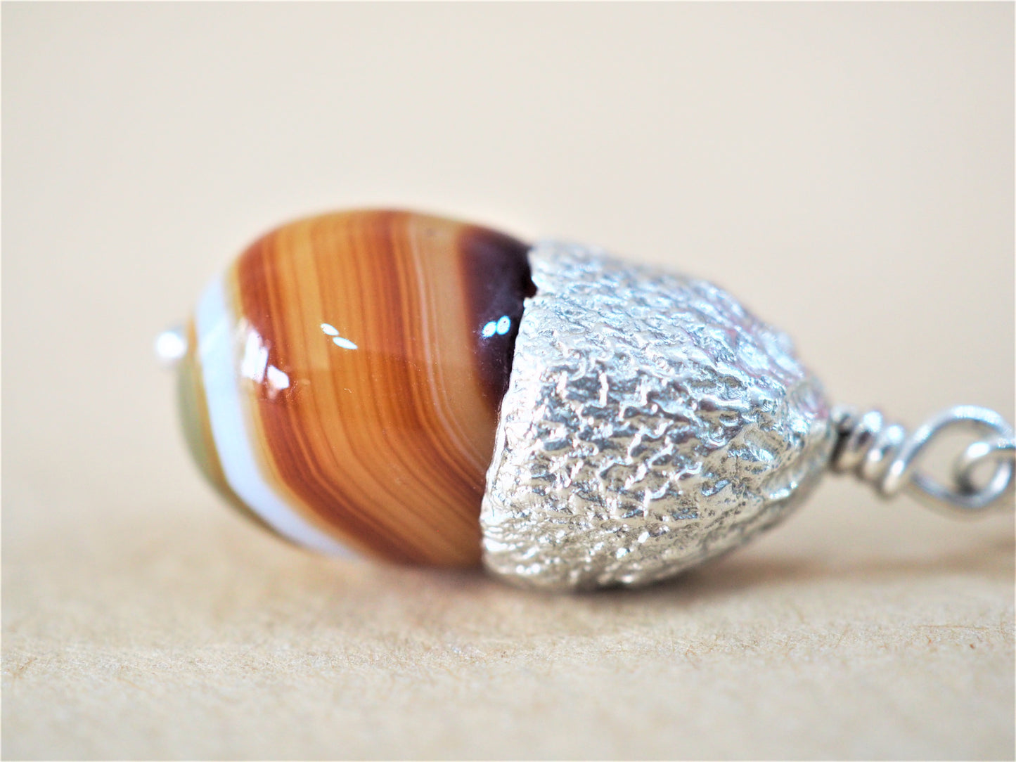 High, Charlie - Agate and Silver Acorn Pendant
