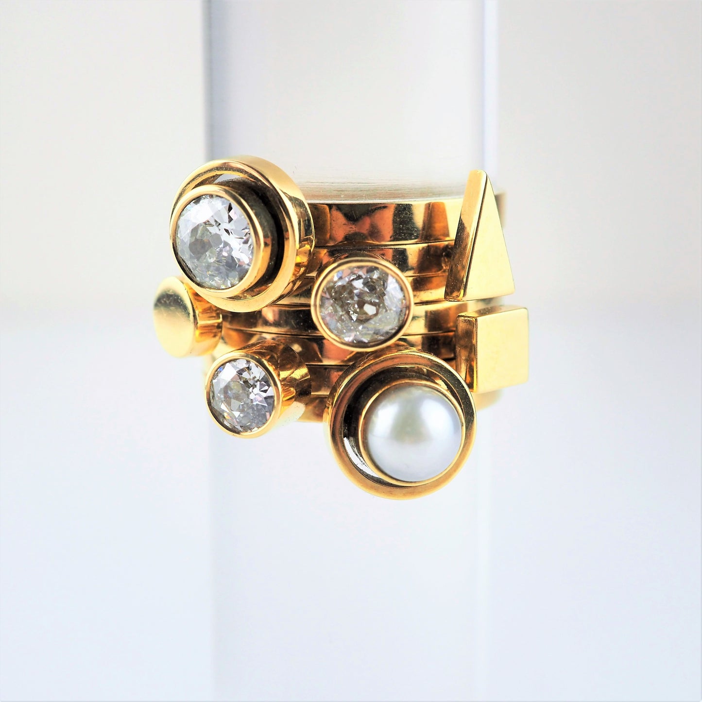 Ramshaw, Wendy – Gold Diamond Pearl Ring Set | Wendy Ramshaw | Primavera Gallery