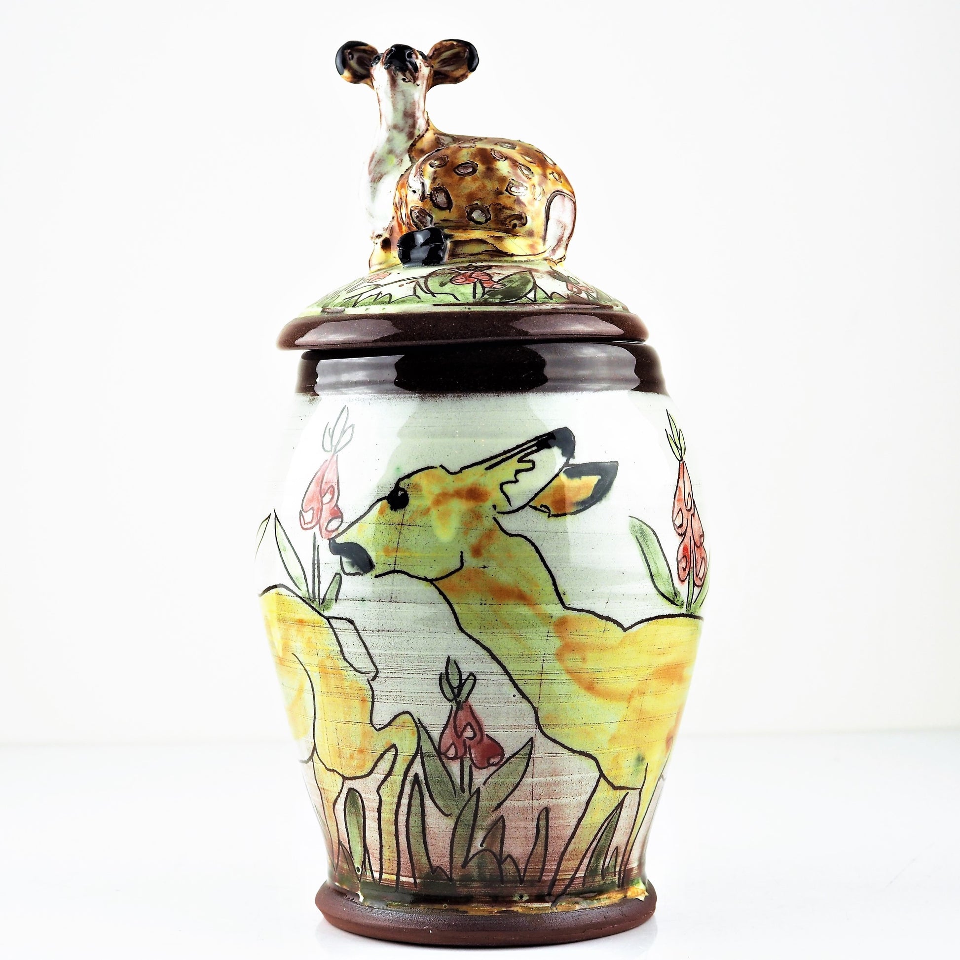 Hale, Jennie – Lidded 'Deer Top' Jar | Jennie Hale | Primavera Gallery
