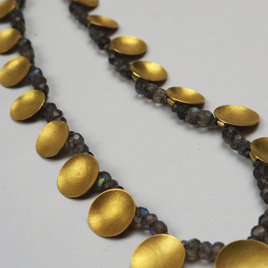 Krinos, Daphne – Yellow Gold Labradorite Necklace