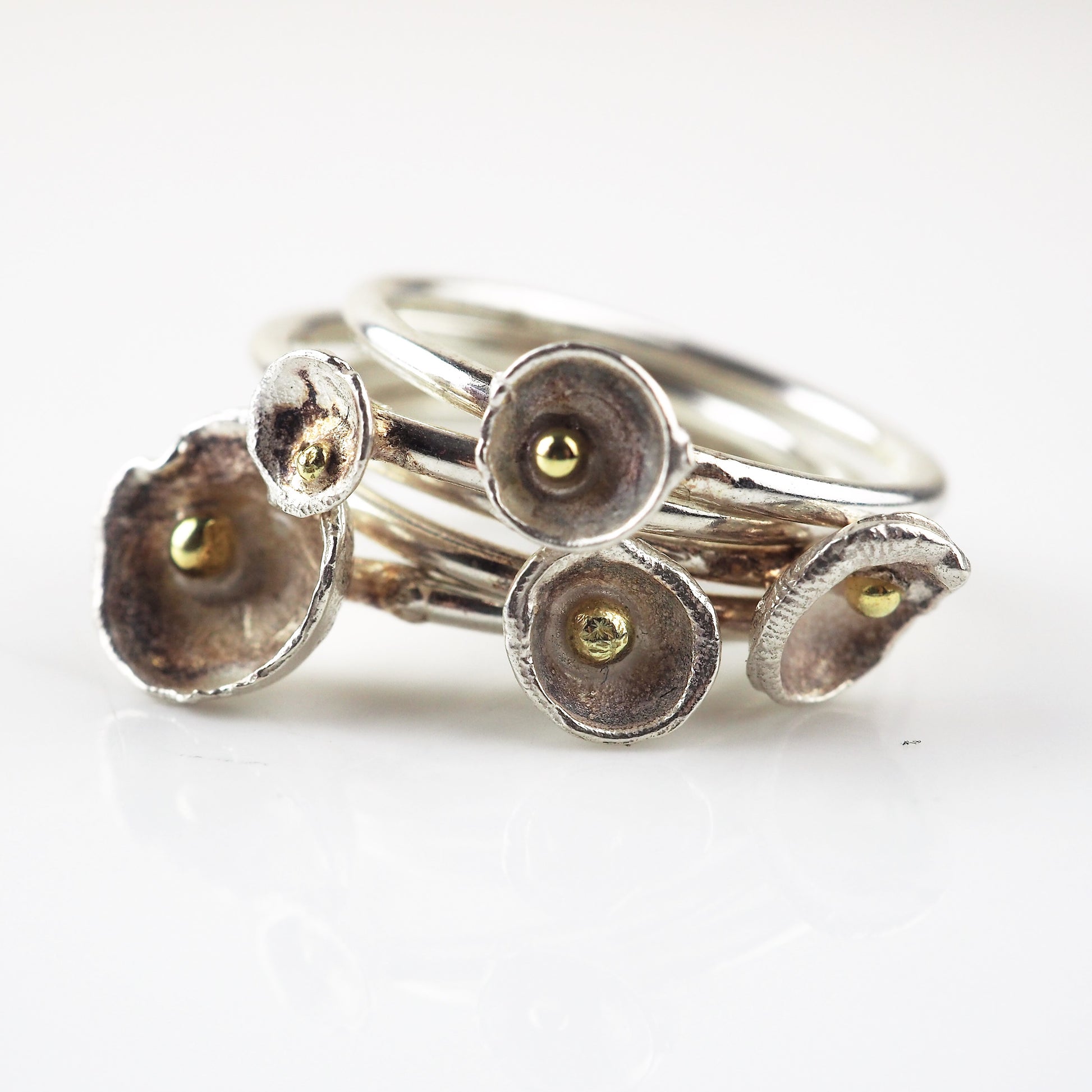 Carlow, Shimara – Silver Acorn Cup Cluster Rings | Shimara Carlow | Primavera Gallery