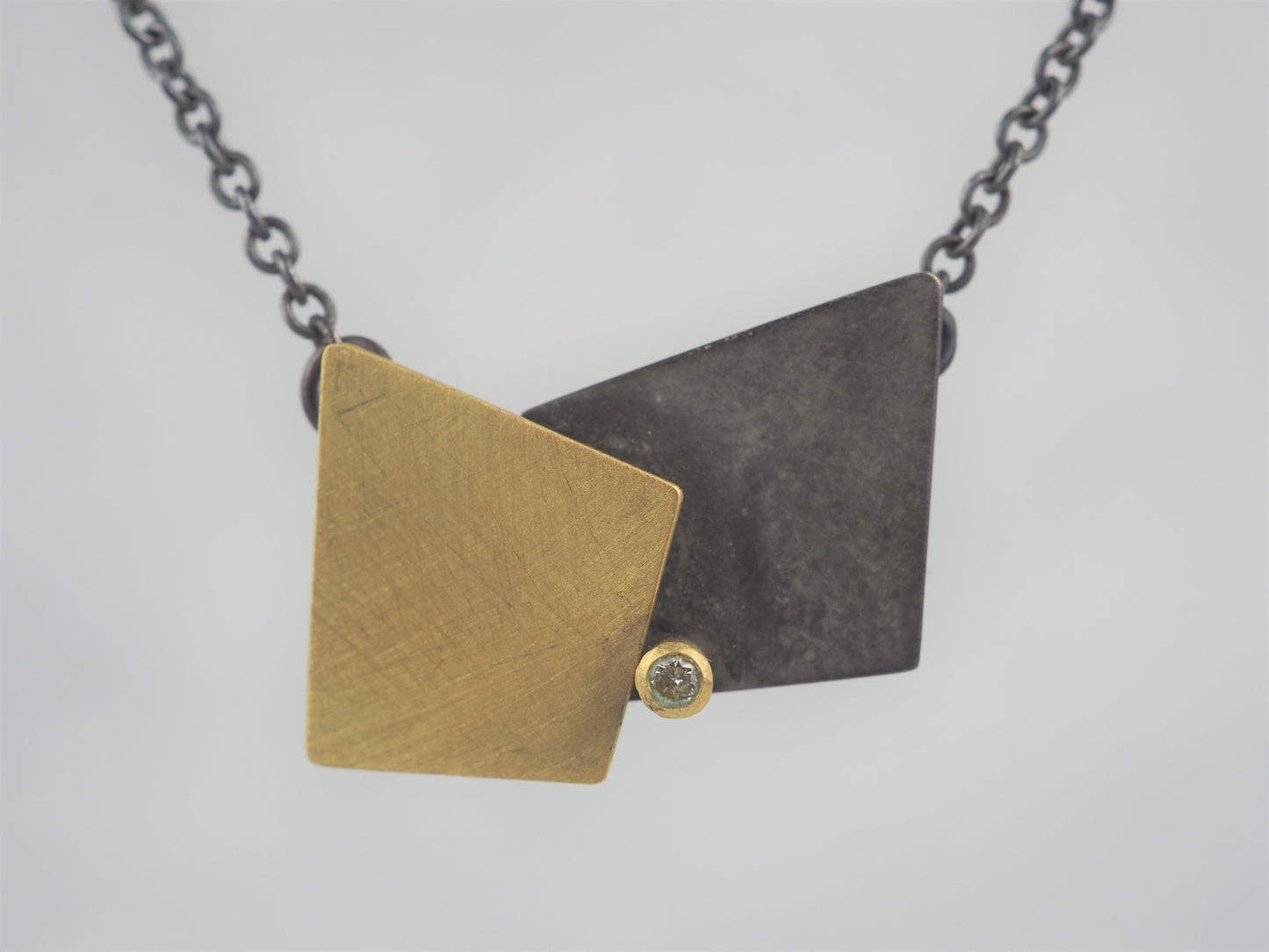 Krinos, Daphne – Gold, Oxidised Silver and Diamond Necklace