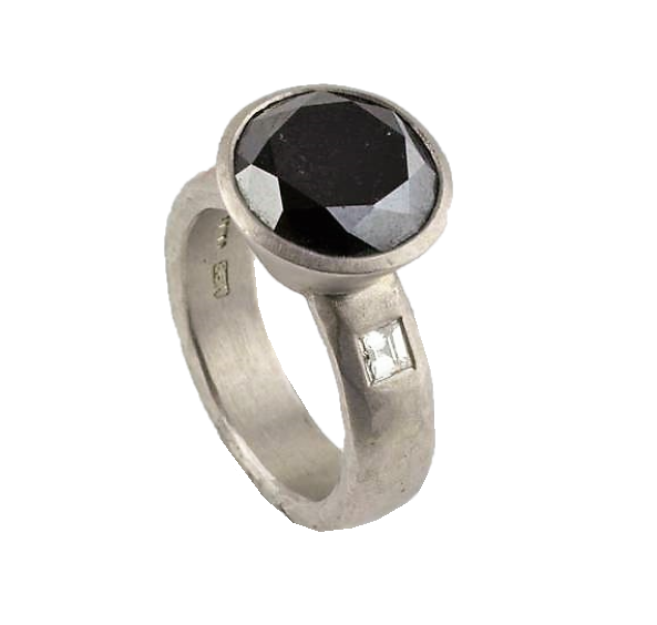 Betts, Malcolm – Platinum Ring with Black and White Diamonds | Malcolm Betts | Primavera Gallery