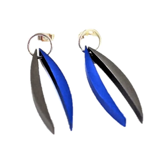 Beech, Rosina – Blue and Graphite Aluminium Earrings | Rosina Beech | Primavera Gallery