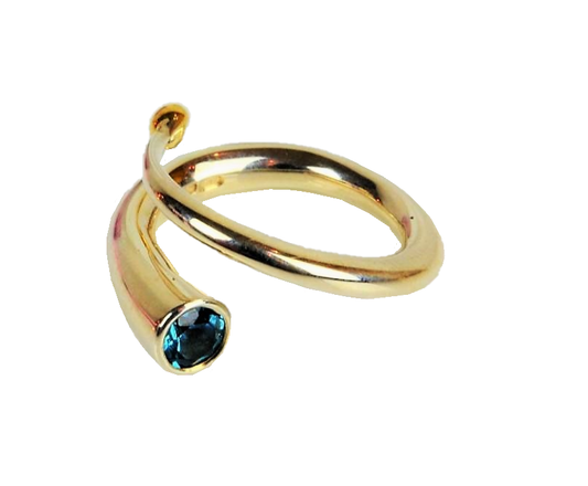 Finch, Paul – Silver Spiral Ring with Topaz and Gold Detail | Paul Finch | Primavera Gallery