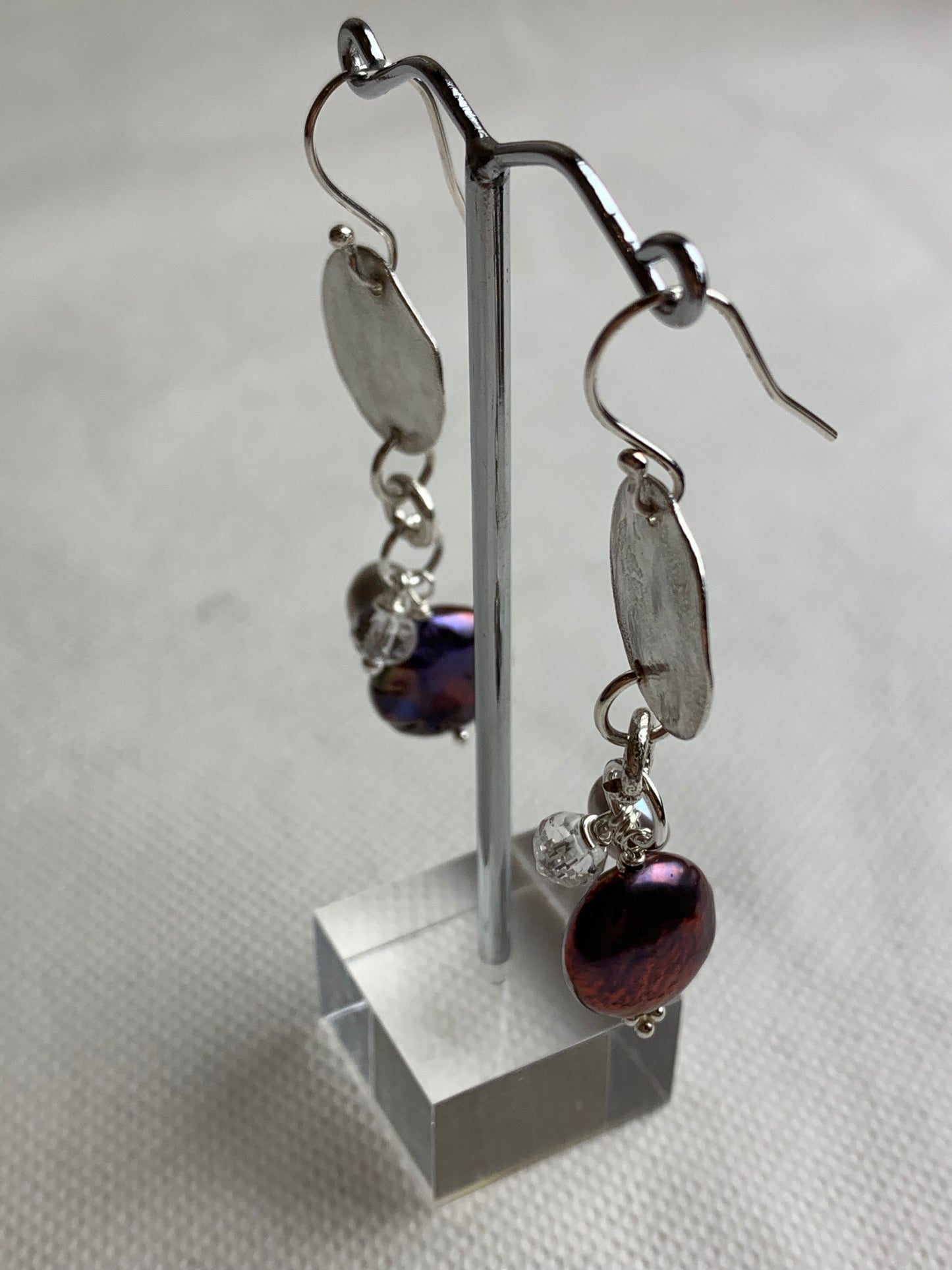 Palmer, Sarah - Drop Earrings with Pearls & Rock Crystals