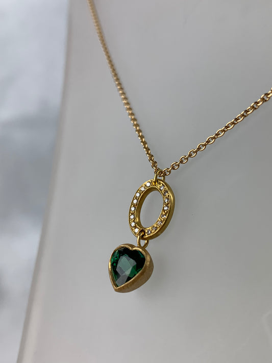 Betts, Malcolm - Gold Necklace with heart shaped Tsavorite Garnet and Diamonds