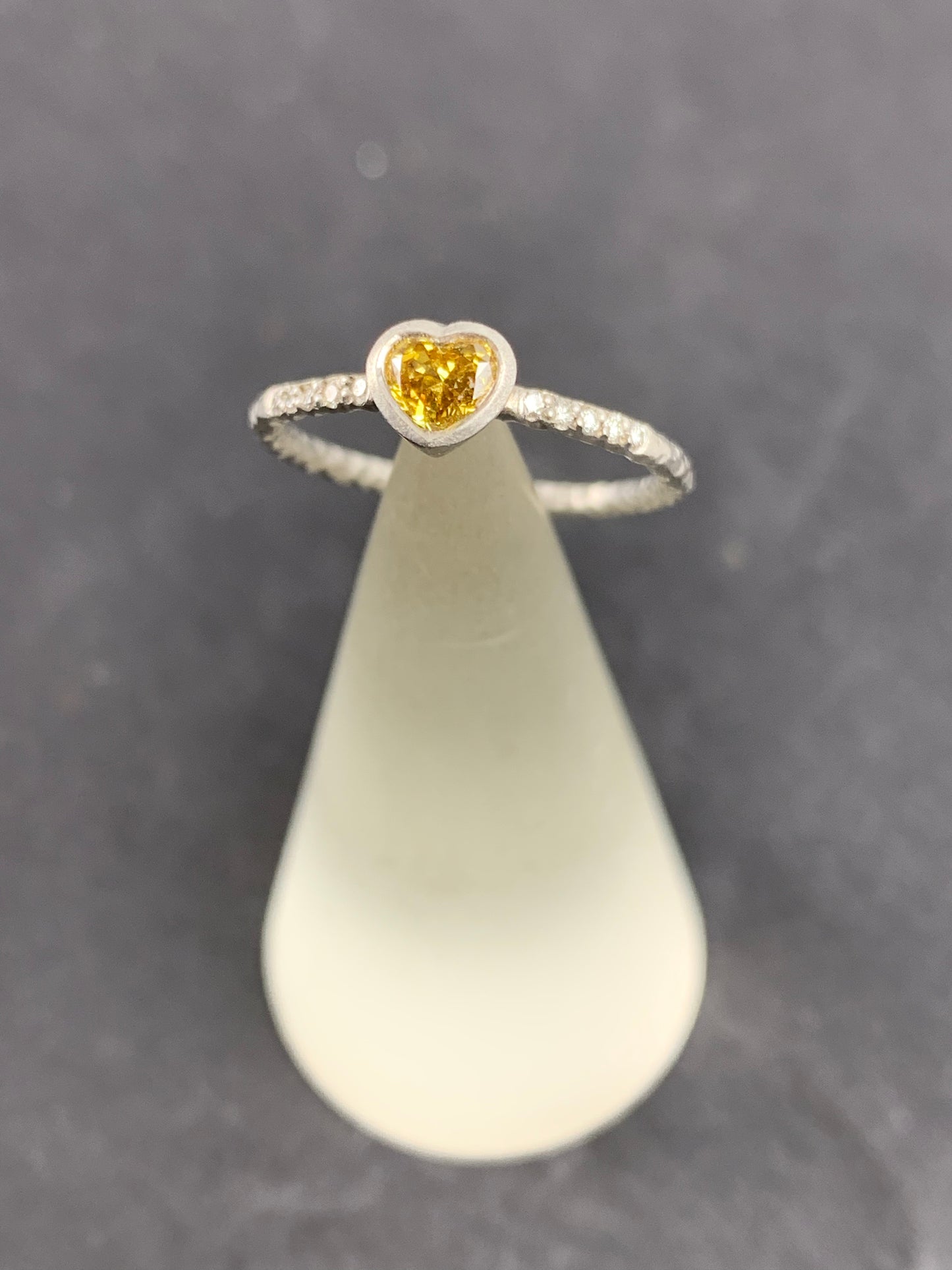Betts, Malcolm - Platinum Ring with Yellow Heart Shaped Diamond, Size K1/2