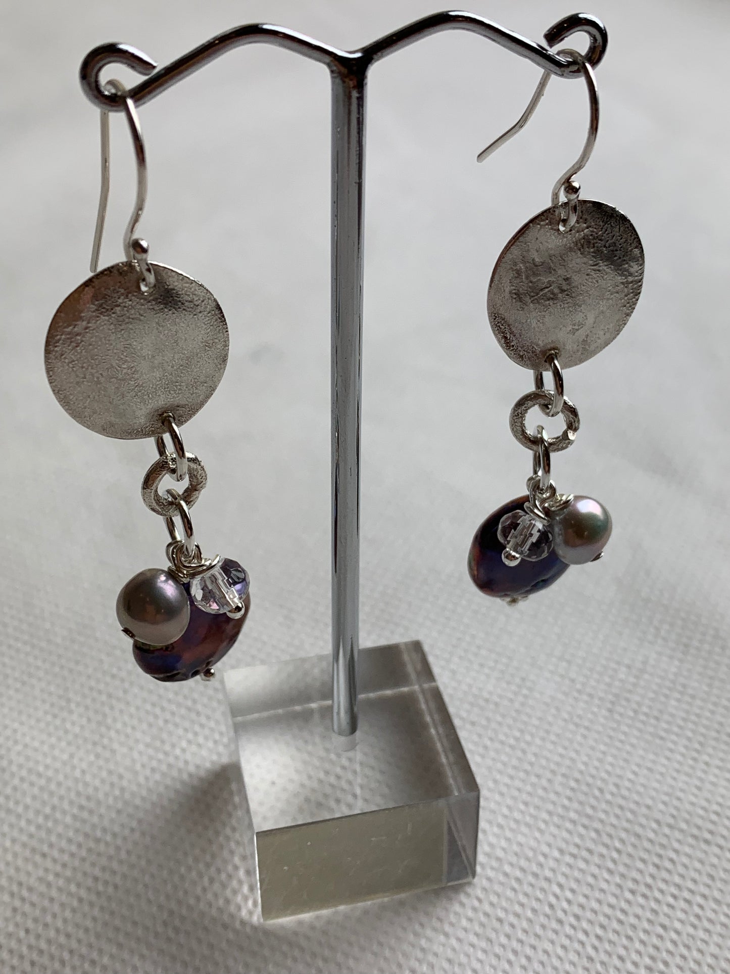 Palmer, Sarah - Drop Earrings with Pearls & Rock Crystals